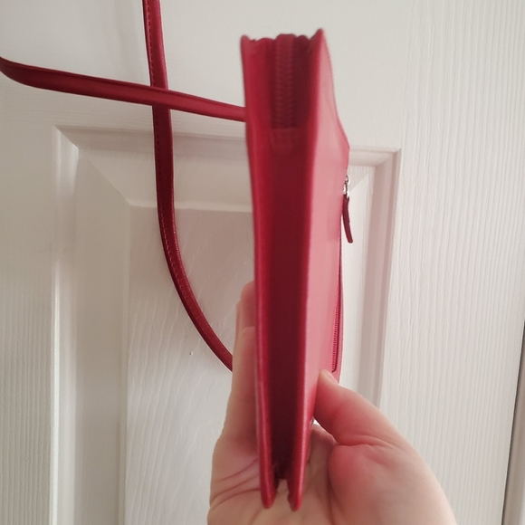 NWT ILI New York Red Leather Crossbody Bag Organizer on a string - Picture 10 of 12